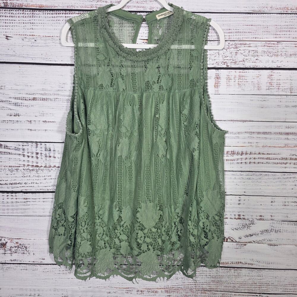 Chance & Fate Women's Lace Top Sage Green size 4x Fits Best 3X